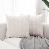 45 x 45CM Home Decorative Tassels Design Boho Throw Pillow Cases Cotton Linen Striped Cushion Covers for Sofa Couch Living Room Bedroom