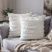 45 x 45CM Home Decorative Tassels Design Boho Throw Pillow Cases Cotton Linen Striped Cushion Covers for Sofa Couch Living Room Bedroom