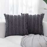 45 x 45CM Home Decorative Tassels Design Boho Throw Pillow Cases Cotton Linen Striped Cushion Covers for Sofa Couch Living Room Bedroom