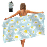 Daisy Printed Quick Dry Beach Towel Sand Free Beach Blanket 80 x 160cm Beach Mat with Storage Bag