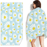 Daisy Printed Quick Dry Beach Towel Sand Free Beach Blanket 80 x 160cm Beach Mat with Storage Bag