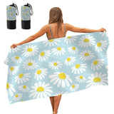 2 X Daisy Printed Quick Dry Beach Towels Sand Free Beach Blankets 80 x 160cm Beach Mats with Storage Bags