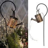 LED Solar Power Watering Can String Light Waterfall Lamp Hollow Watering Can Fairy Light Garden