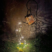 LED Solar Power Watering Can String Light Waterfall Lamp Hollow Watering Can Fairy Light Garden