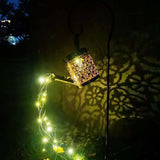 LED Solar Power Watering Can String Light Waterfall Lamp Hollow Watering Can Fairy Light Garden