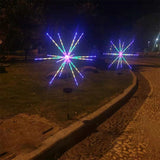 2 Pcs 8 Multi-color Mode Remote Solar Starburst Meteor Lights Christmas Garden Decor