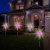 2 Pcs 8 Multi-color Mode Remote Solar Starburst Meteor Lights Christmas Garden Decor