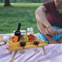 Portable Wooden Folding Square Picnic Table Outdoor Mini Wine Rack