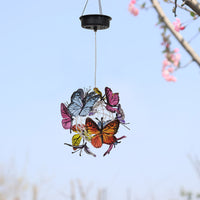 Mesh Solar Butterfly Ball Hanging Lights Round Outdoor Garden Decor Pendant