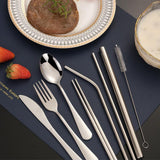 8Pcs/Set Portable Stainless Steel Cutlery Travel Set Chopsticks Knife Fork Spoon