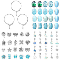 63Pcs Christmas DIY Bracelet Making Kit Pendant Bracelet Ornaments Blue