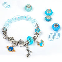 113pcs Bracelet Making Kit DIY Charm Bracelets Kit Jewellery Crafts Set for Girls Gifts-Blue