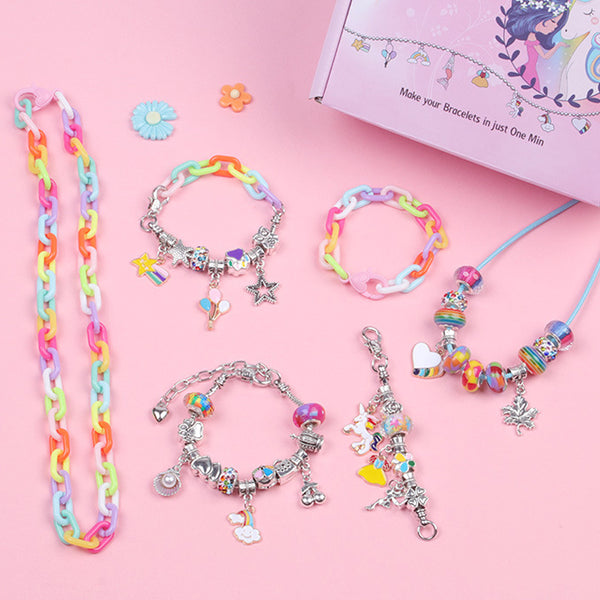 113pcs Bracelet Making Kit DIY Charm Bracelets Kit Jewellery Crafts Set for Girls Gifts-Multicolour