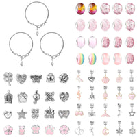 63Pcs Christmas DIY Bracelet Making Kit Pendant Bracelet Ornaments Pink