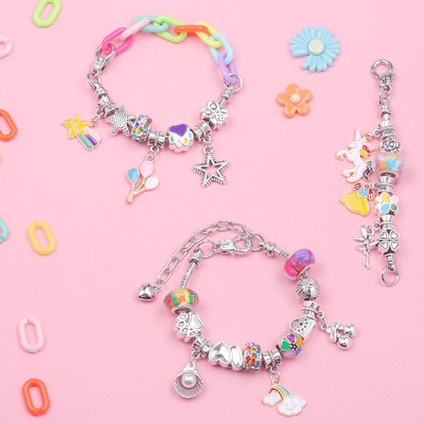 113pcs Bracelet Making Kit DIY Charm Bracelets Kit Jewellery Crafts Set for Girls Gifts-Pink