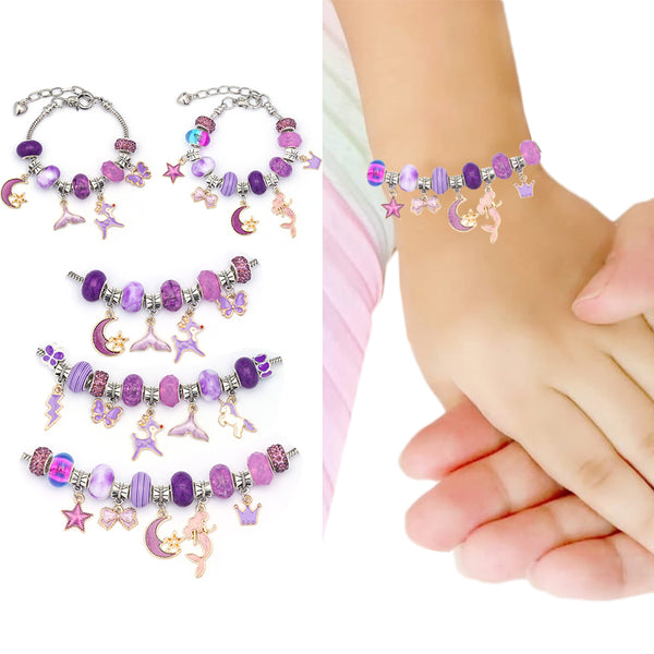 63Pcs Christmas DIY Bracelet Making Kit Pendant Bracelet Ornaments Purple