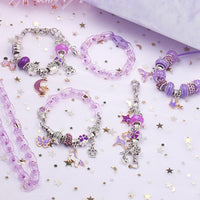 113pcs Bracelet Making Kit DIY Charm Bracelets Kit Jewellery Crafts Set for Girls Gifts-Purple