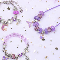 113pcs Bracelet Making Kit DIY Charm Bracelets Kit Jewellery Crafts Set for Girls Gifts-Purple