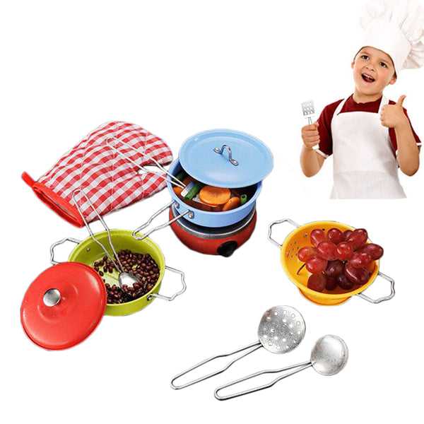 11Pcs Stainless Steel Mini Cooking Play Set for Kids Kitchen Pretend Toys - Multicolor