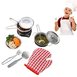 16Pcs Stainless Steel Mini Cooking Play Set for Kids Kitchen Pretend Toys - Silver