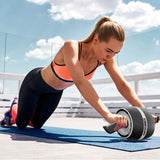 White AB Abdominal Wheel Roller Waist Core Exercise with Knee Pad