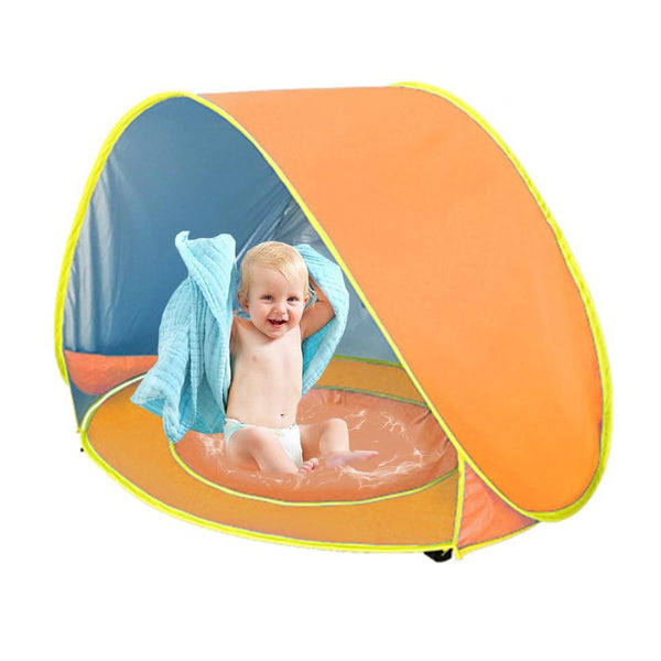 Portable Baby Pool Beach Tent UV Protection Sun Shelters - Orange