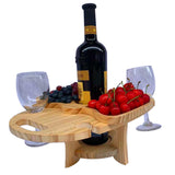 Portable Wooden Picnic Table Outdoor Mini Wine Rack