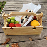 2in1 Portable Wooden Folding Picnic Table Storage Basket with Wine Glass Holder