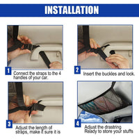 Double-Layer Car Roof Ceiling Net Storage Bag with Adjustable Strap Zipper