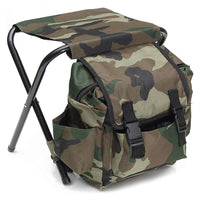 2-in-1 Outdoor Tackle Backpack Foldable Stool Seat Backpack Bag