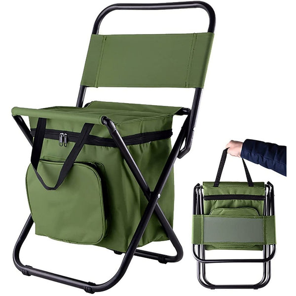 3 in 1 Portable Cooler Backpack Folding Stool with Backrest