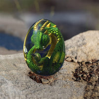 Resin Transparent Lava Dragon Egg Sculpture Decor Green