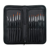 15Pcs Detail Paint Brush Set with Brush Bag for Watercolor Oil Painting