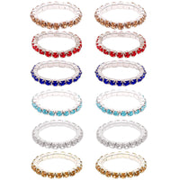 12PCS Elastic Rhinestones Toe Rings for Women Girls