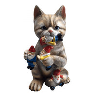 Garden Gnome Cat Statues Dinosaur Eating Gnomes Garden Decor Cat