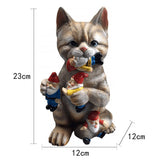 Garden Gnome Cat Statues Dinosaur Eating Gnomes Garden Decor Cat