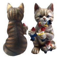 Garden Gnome Cat Statues Dinosaur Eating Gnomes Garden Decor Cat