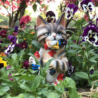 Garden Gnome Cat Statues Dinosaur Eating Gnomes Garden Decor Cat