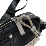 Women Genuine Leather Crossbody Bag Shoulder Bag Rhinestone Bling Glitter Bag