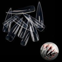 100Pcs Clear Fake Nail Tips Half Cover False Nail Stiletto False Gel