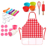 32Pcs Silicone Mini Cooking Play Set with Apron for Kids Kitchen Pretend Toys