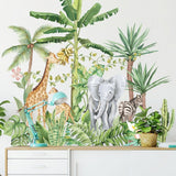 Self-adhesive Removable Tropical Rainforest Animals Plants Wall Sticker Home Decor