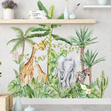 Self-adhesive Removable Tropical Rainforest Animals Plants Wall Sticker Home Decor