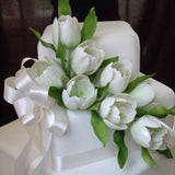 Simulation Tulip Cake Decoration Fake Flower with Ribbon