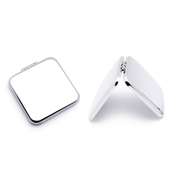 2X Portable Compact Double-Sided Mirror Mini Stainless Steel Makeup Mirror Square