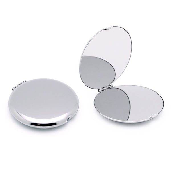 2X Portable Compact Double-Sided Mirror Mini Stainless Steel Makeup Mirror Round