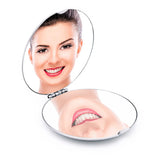 2X Portable Compact Double-Sided Mirror Mini Stainless Steel Makeup Mirror Round