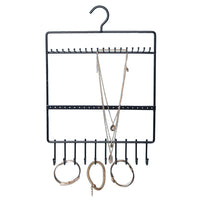 Wrought Iron Wall Hanging Earrings Storage Rack Necklace Bracelet Holder Jewelry Display Stand Black