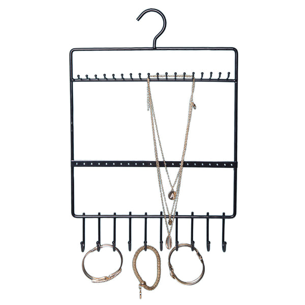 Wrought Iron Wall Hanging Earrings Storage Rack Necklace Bracelet Holder Jewelry Display Stand Black