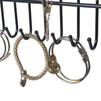 Wrought Iron Wall Hanging Earrings Storage Rack Necklace Bracelet Holder Jewelry Display Stand Black